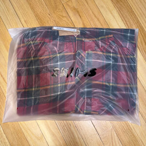 SKIMS Flannel Hooded Button Down Shirt XL Red Holiday Plaid SKU706